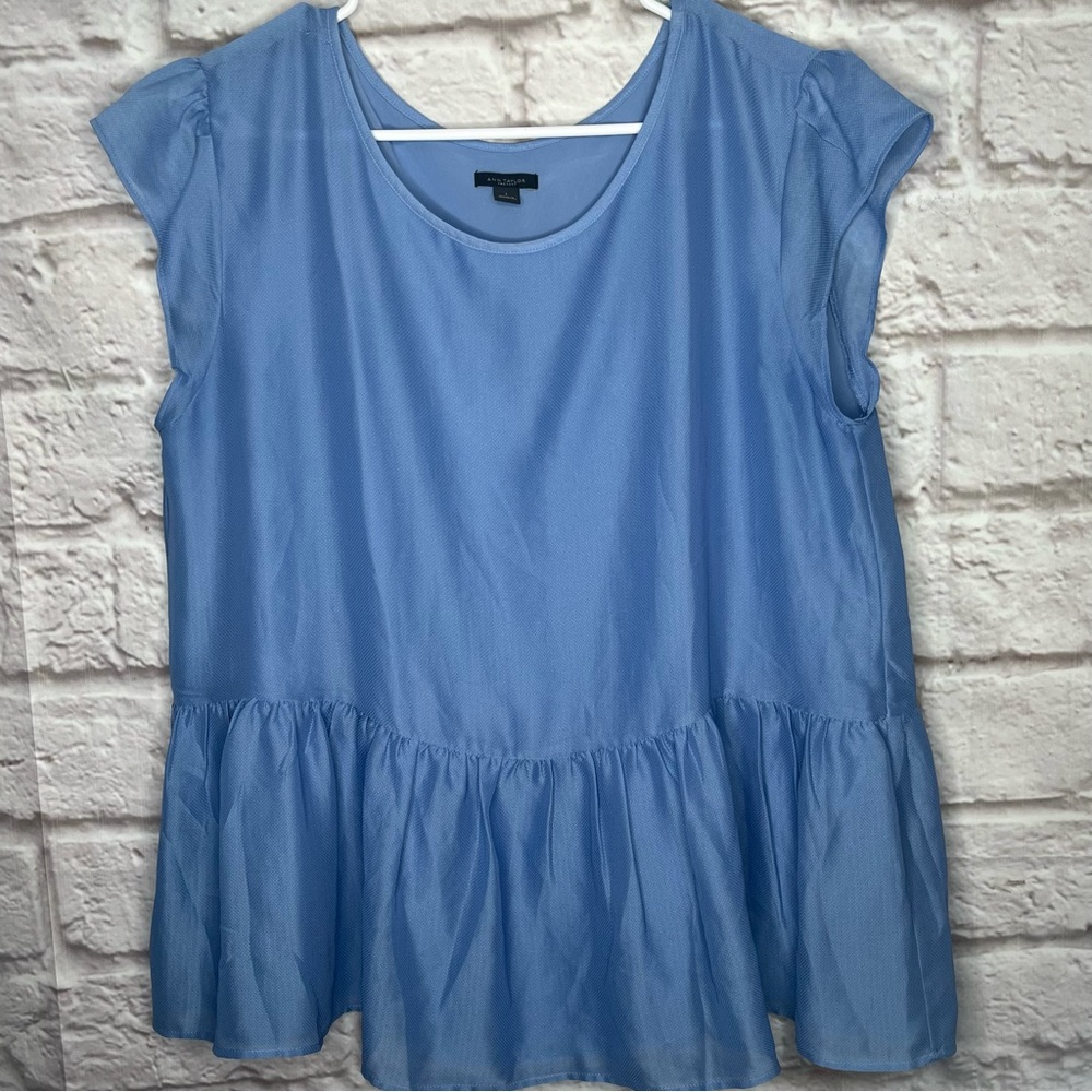 Ann Taylor Top Blouse Blue Womens Size‎ Large